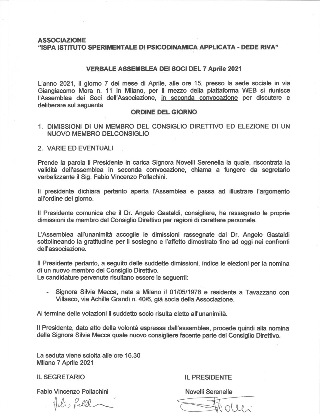 VERBALE firmato ASSEMBLEA SOSTITUZIONE CONSIGLIERE 7 APRILE 2021